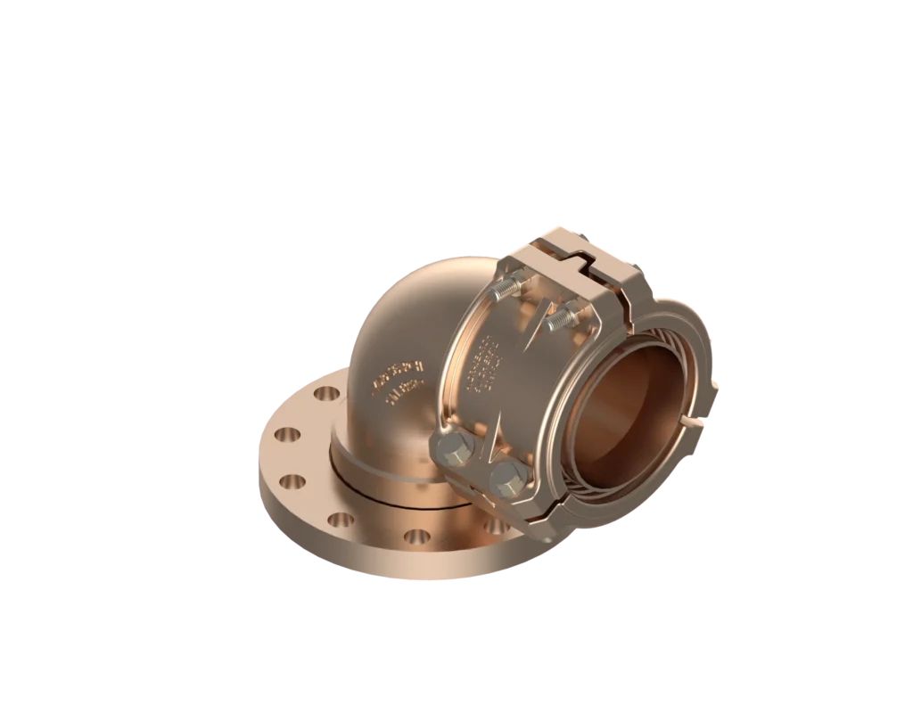90EF-6-150F-2P – 2-Piece End Fittings – 90º – Flange to Hose (MIL-DTL-24787/1, Type FL, Group IX, Class IV, 150 Lb. Flange per MIL-PRF-20042)