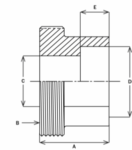 6T51-0-0 – Socket Weld Fittings – Threadpiece, Pipe Size