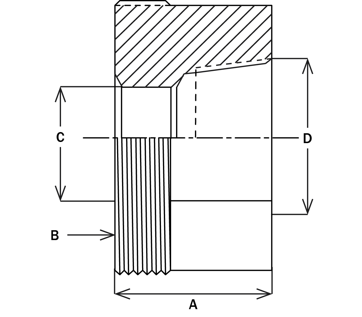 6T53-8-8 – Female NPT Fittings – Threadpiece, Pipe Size