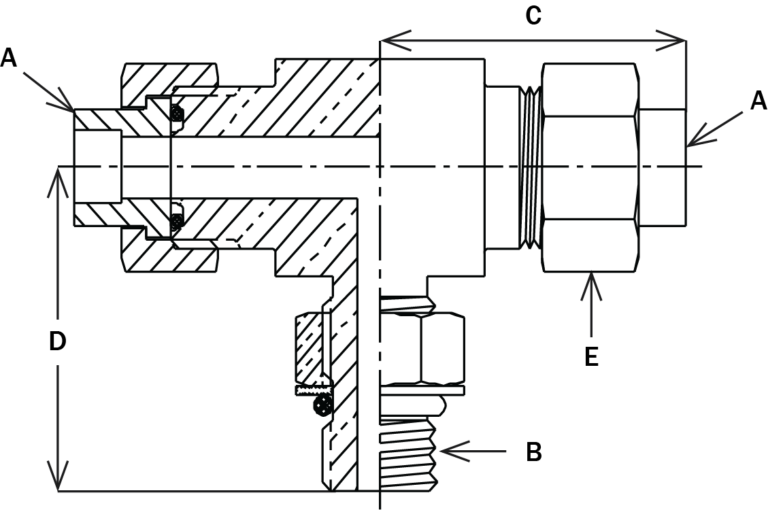 8315-4-4-4 – Tube Fittings – Male Branch Tee – Tube to Tube to Straight Thread
