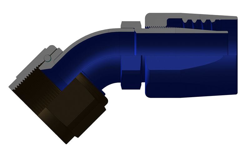 148-1045-06 – Medium Pressure Rubber Flared Hose Fittings – 45º Elbow, Flared