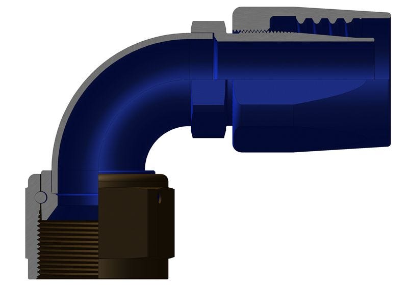 148-1090-20D – Medium Pressure Rubber Flared Hose Fittings – 90º Elbow, Flared